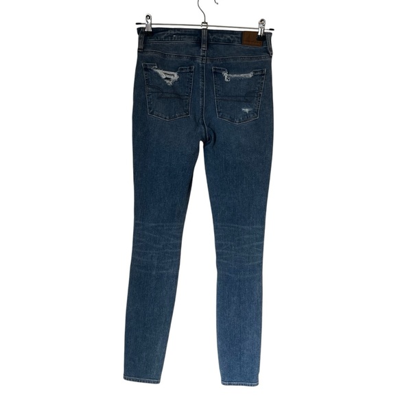 American Eagle Women’s Jeans Size 0 Super Hi Rise Jegging Distressed Blue - Picture 2 of 7